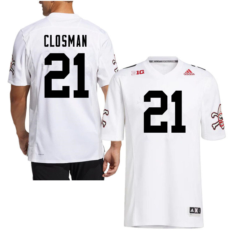 Men #21 Blake Closman Nebraska Cornhuskers College Football Jerseys Sale-White Strategy